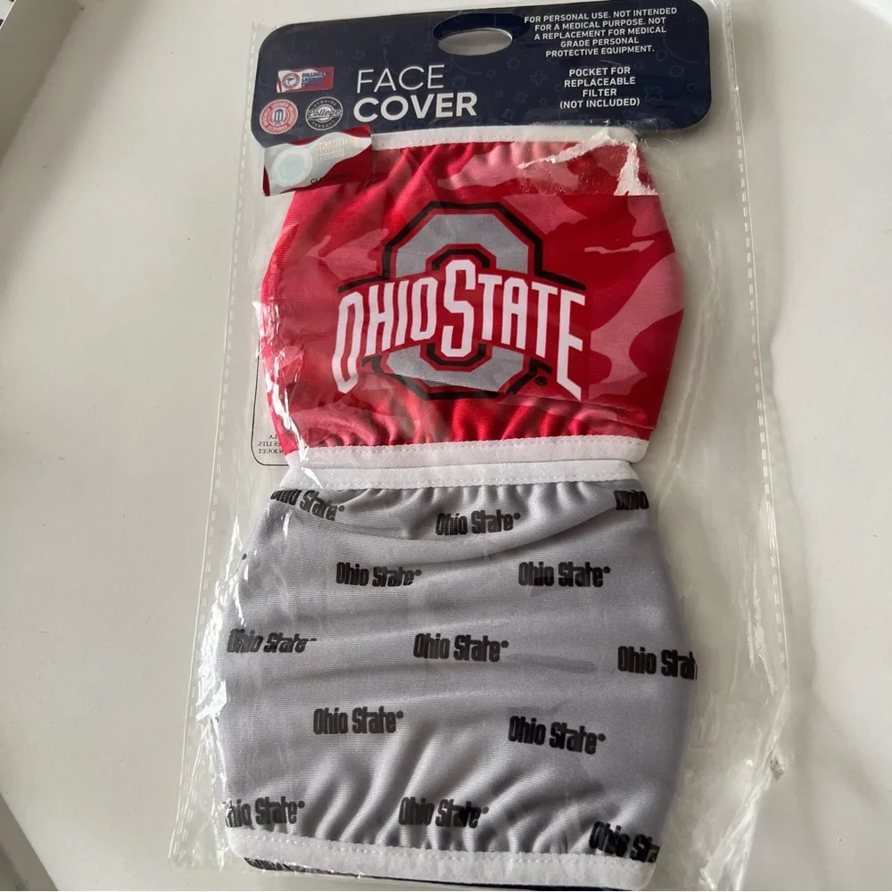 NCAA OHIO STATE BUCKEYES 2 PACK FACE MASKS OS UNISEX ADULT NWT
